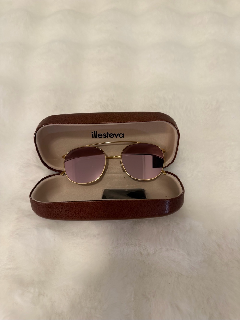 Illesteva Gold Frame Sunglasses with Rose Lenses